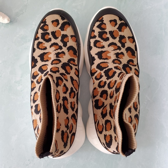 New! Slay Leopard Sock Platform Sneakers - Picture 3 of 7